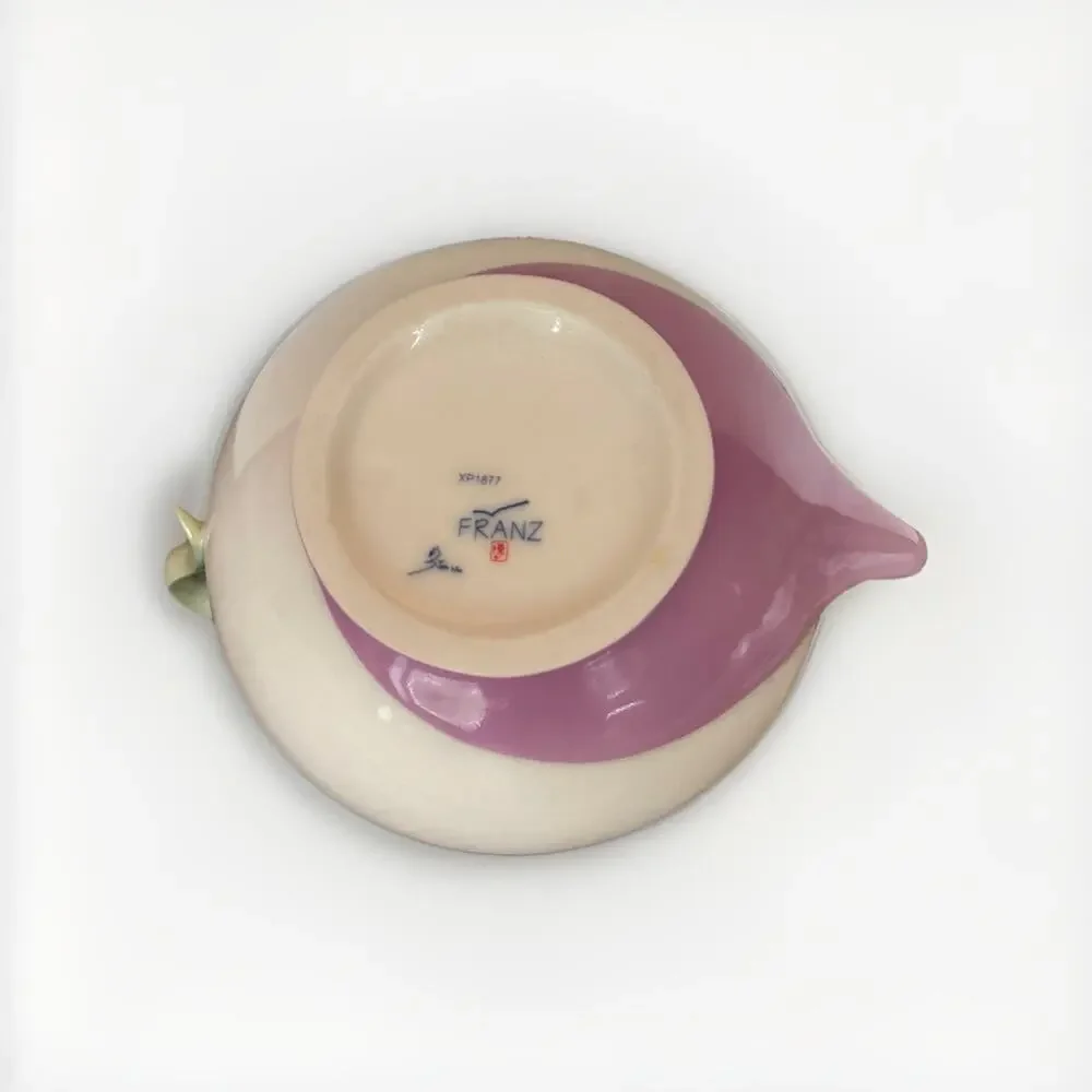 Franz Porcelain Butterfly Sugar Bowl w Lid XP1877 Sculpted Floral Fine China